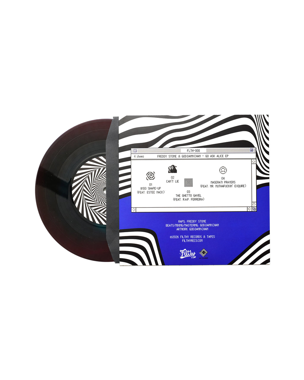 Freddy Stone & god.damn.chan - GO ASK ALICE EP - Limited Edition "Blue Pill/Red Pill" 7" Vinyl